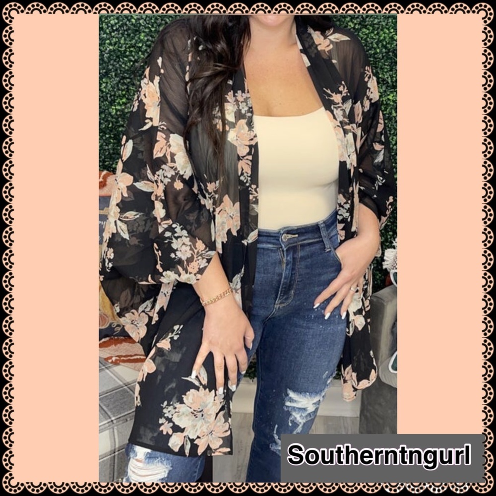 NWY GEEGEE Floral Chiffon Kimono/ Wrap/ CoverUp/ Cardigan